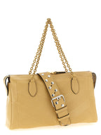 Beige Leather Shoulder Bag