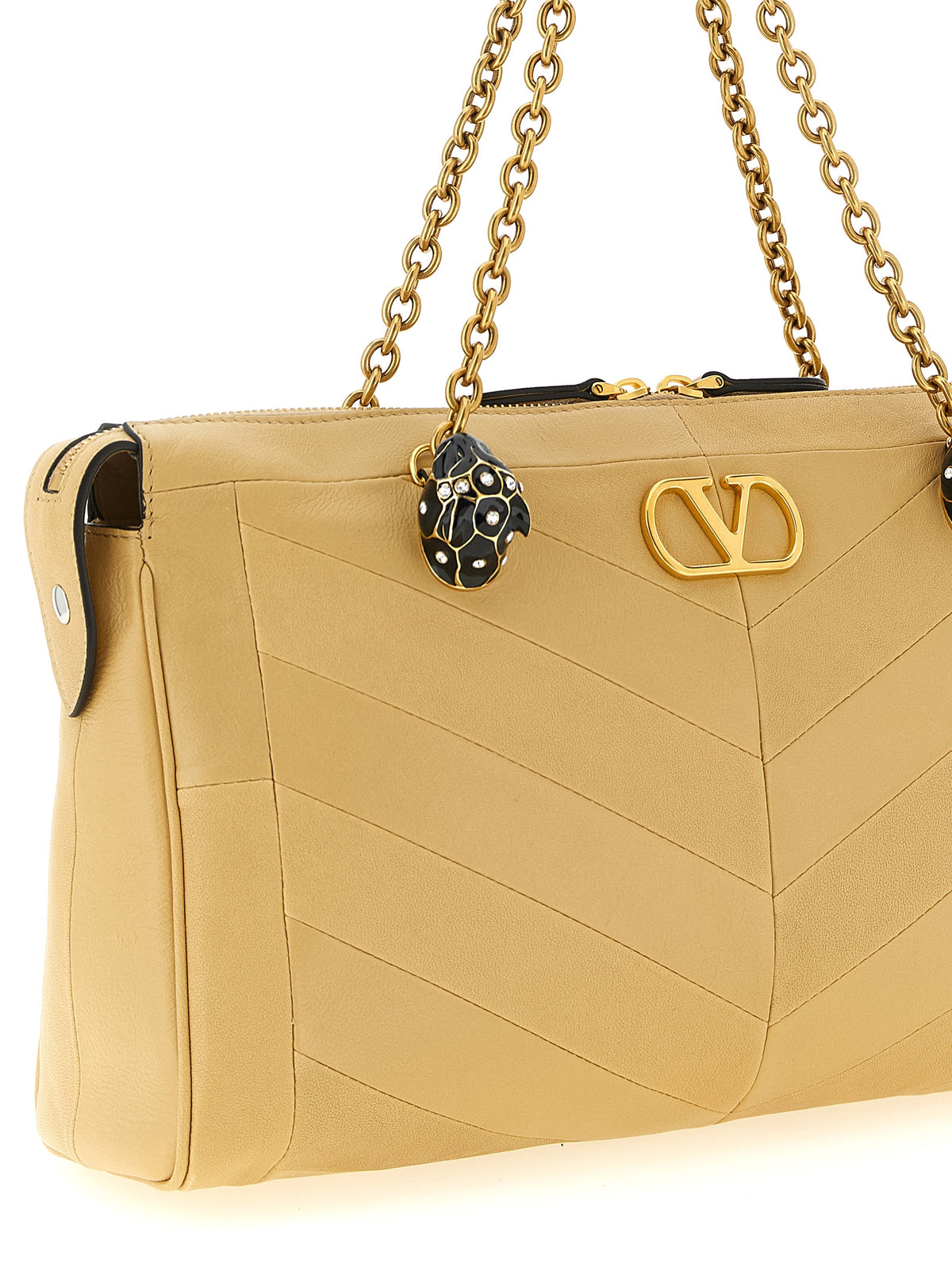 Beige Leather Shoulder Bag