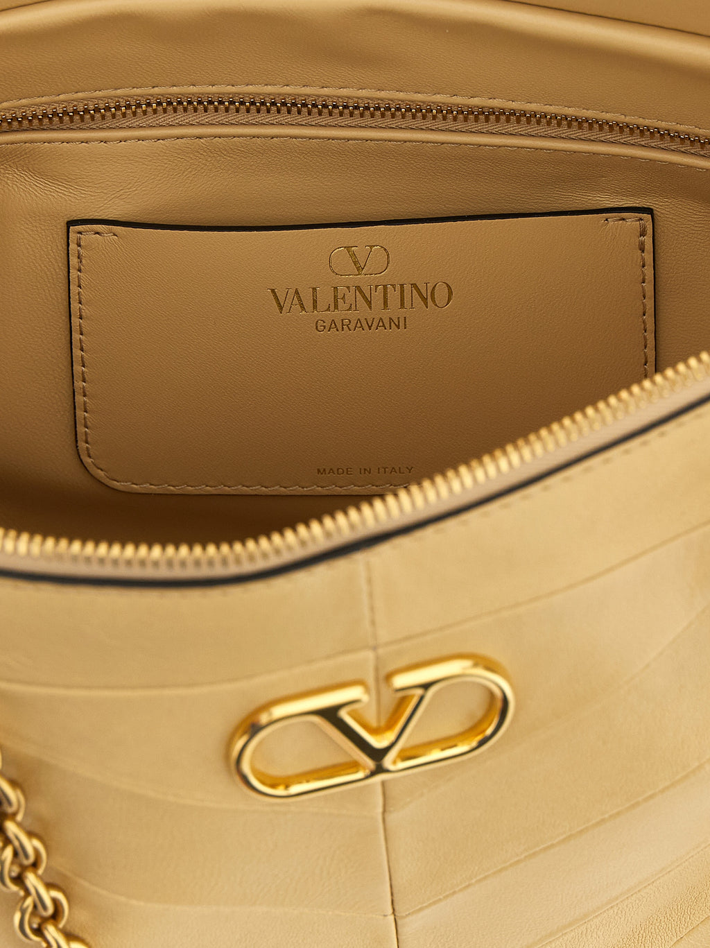 Beige Leather Shoulder Bag