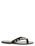 Black Leather Slides