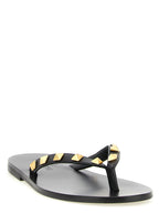 Black Leather Slides