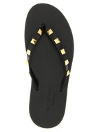 Black Leather Slides