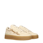 Beige Leather Sneakers