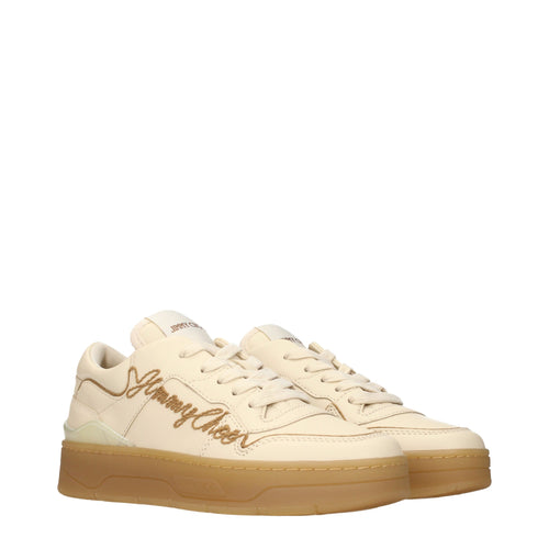 Beige Leather Sneakers