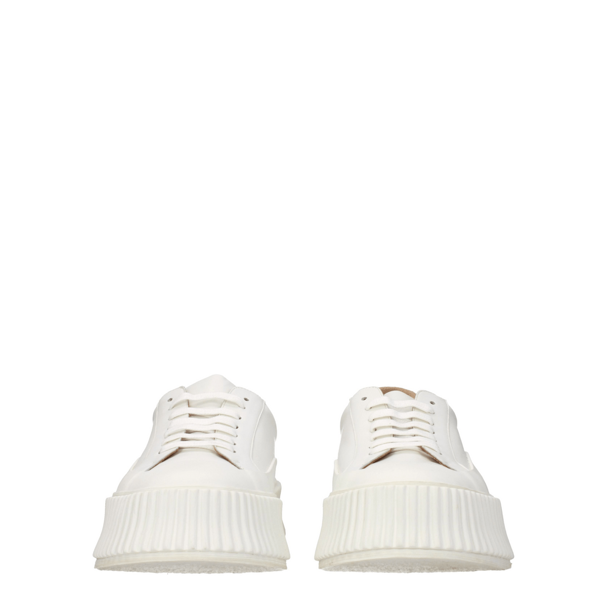 White Leather Platform Sneakers