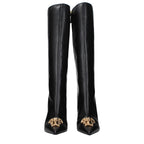 Black Leather High Heel Boots