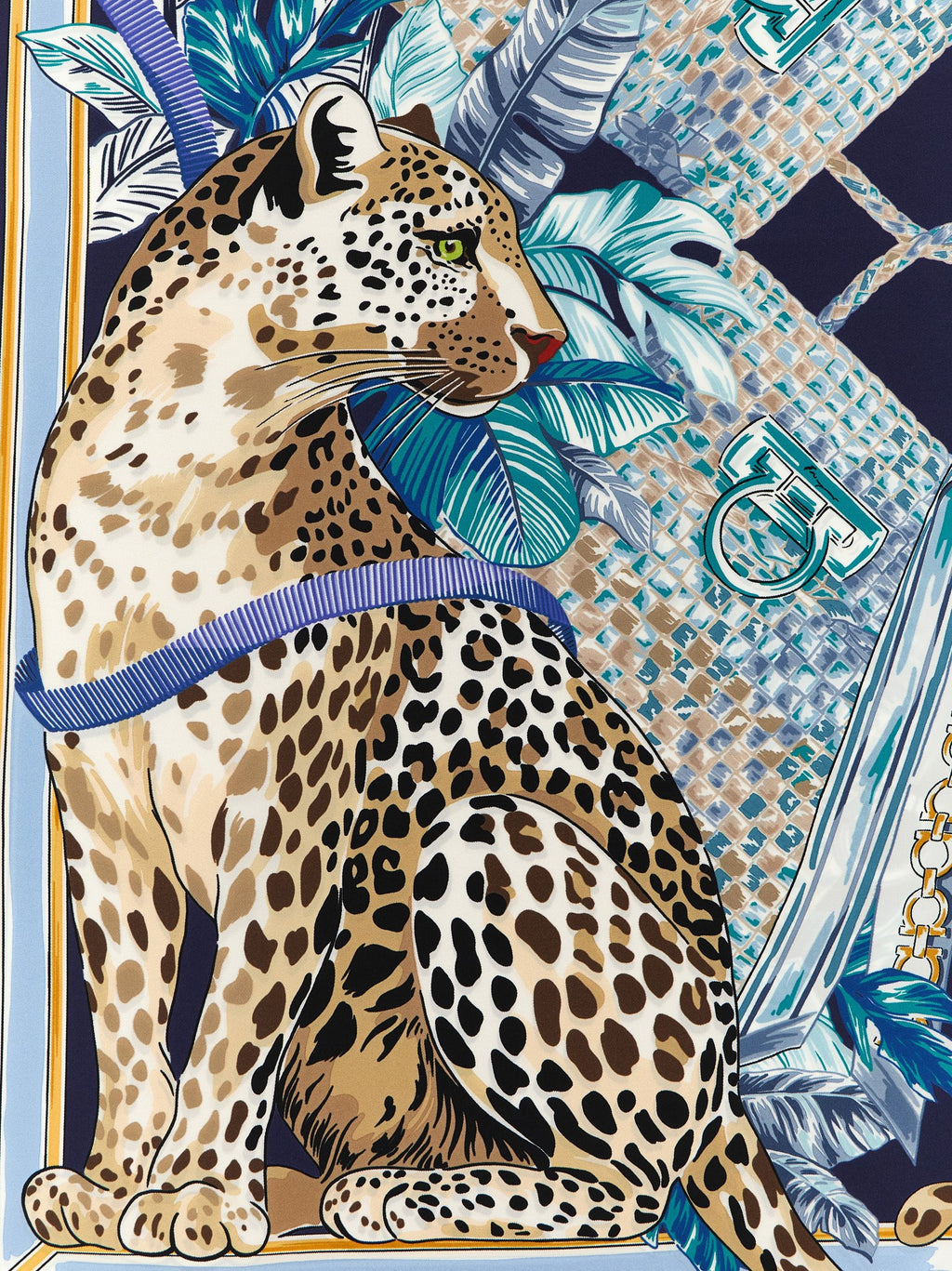 Gancini Silk Scarf – Blue