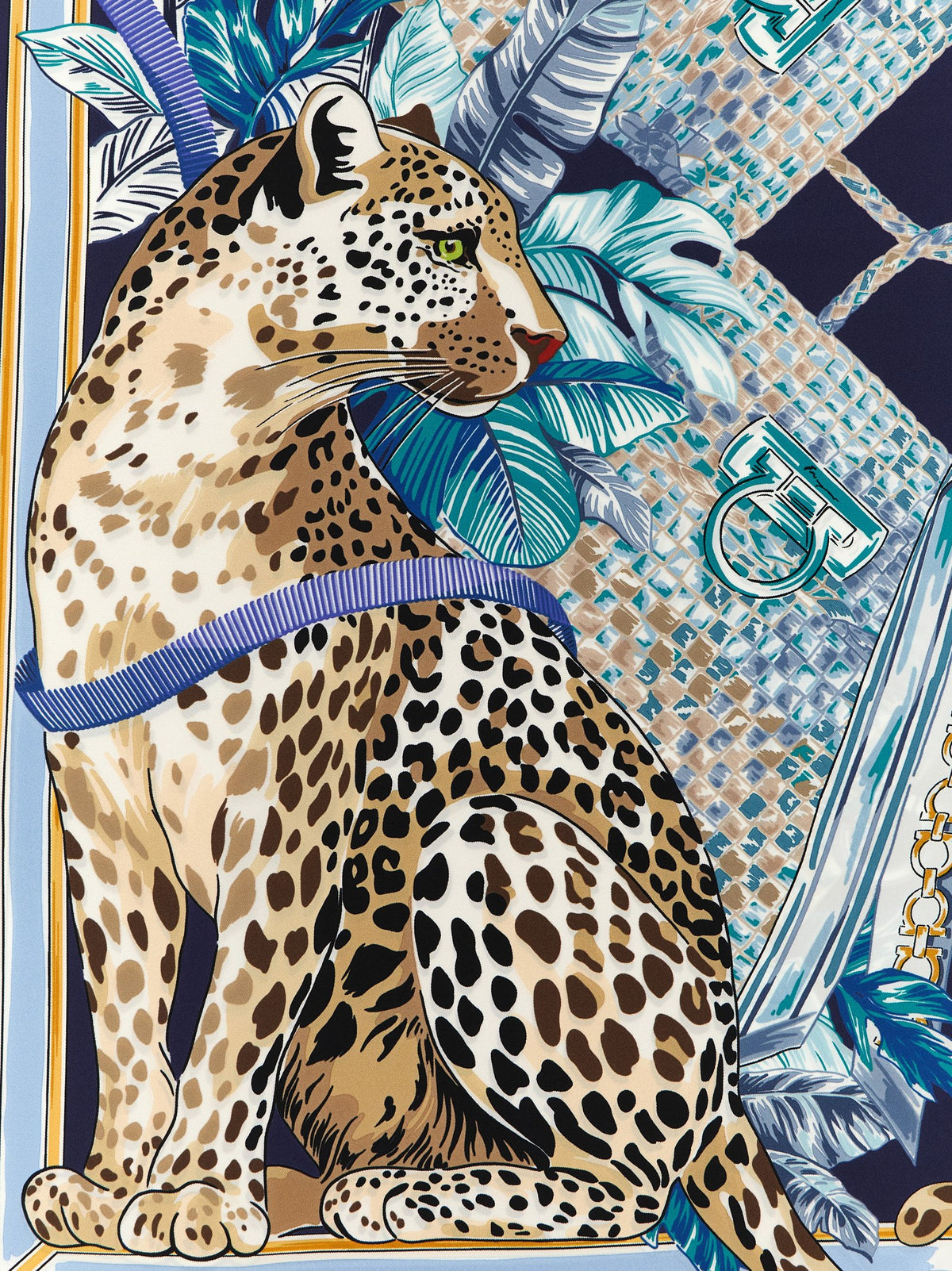 Gancini Silk Scarf – Blue