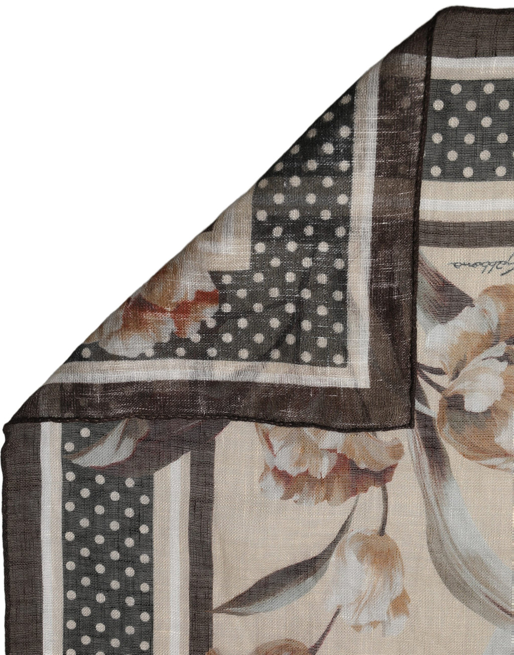 Cream and Beige Linen Scarf
