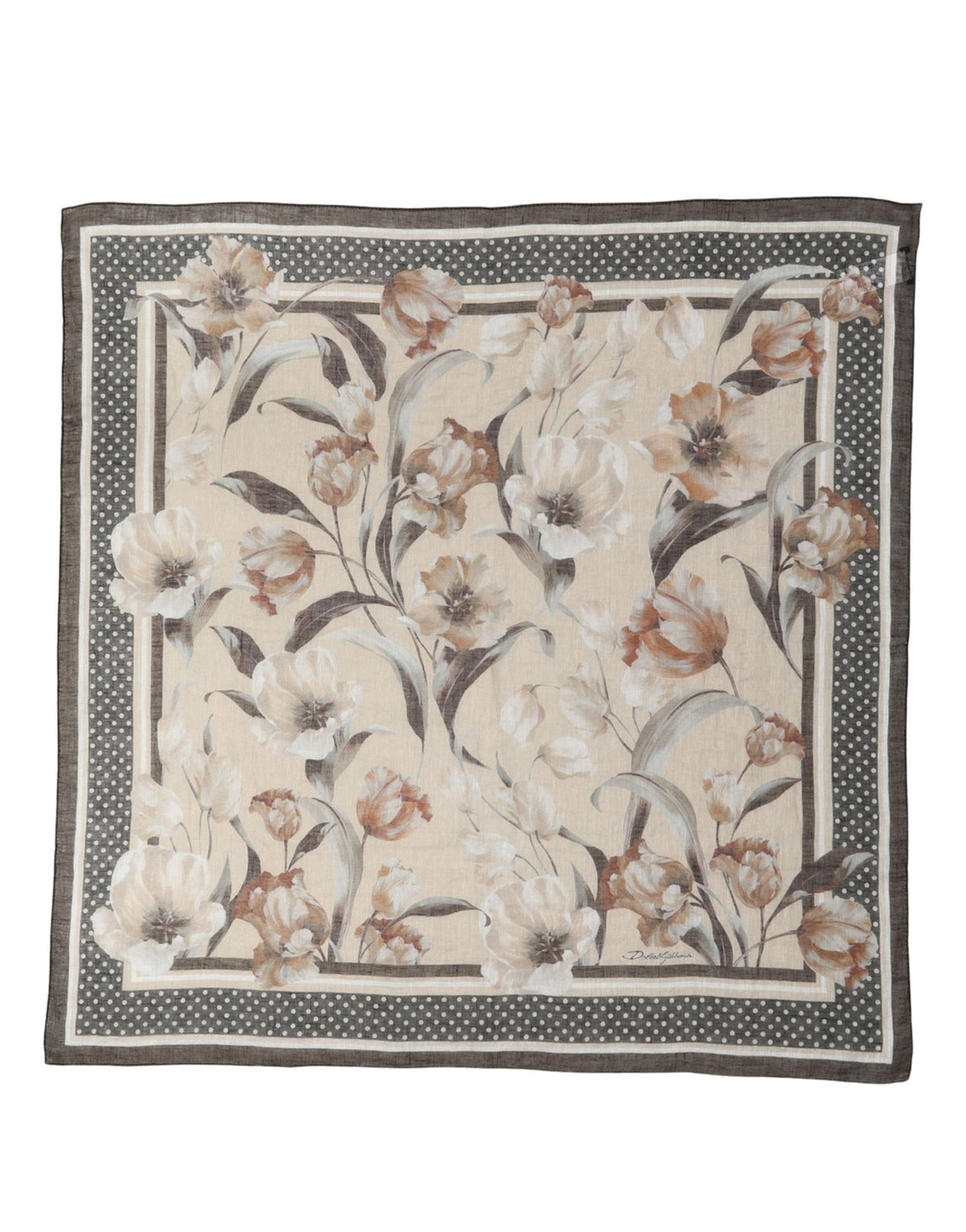 Cream and Beige Linen Scarf
