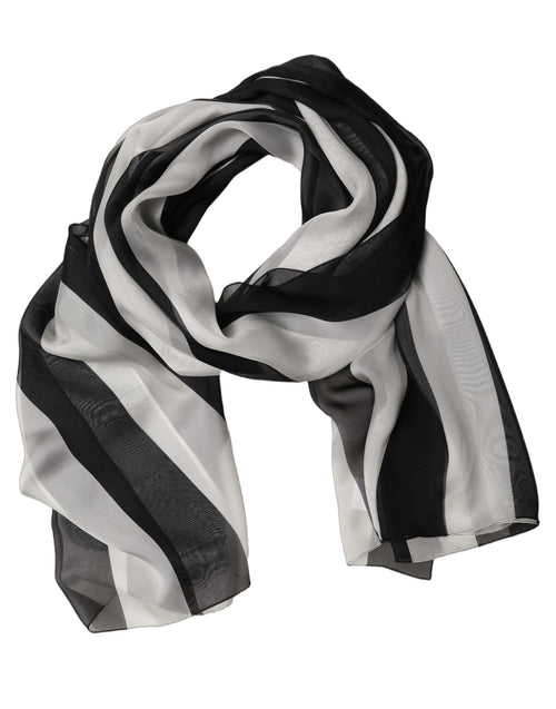 Black and White Silk Scarf