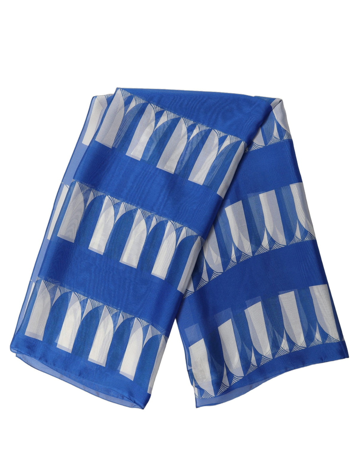Blue and White Silk Scarf