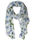 White and Blue Polyester Scarf