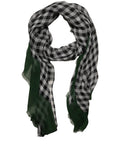 Green and White Silk Scarf