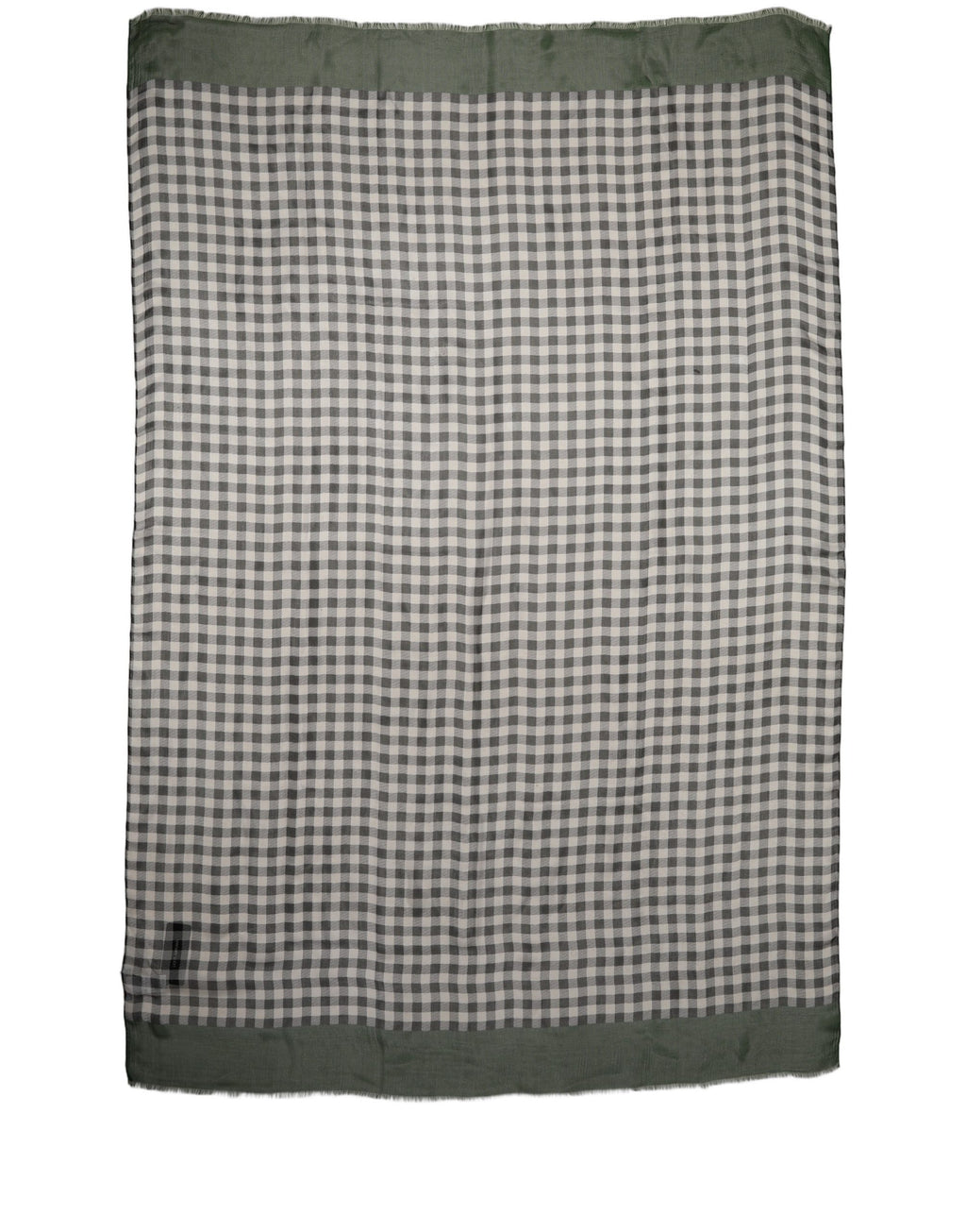 Green and White Silk Scarf