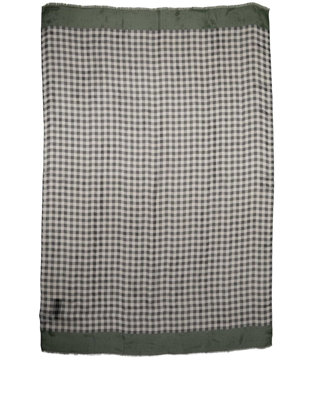 Green and White Silk Scarf
