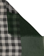 Green and White Silk Scarf