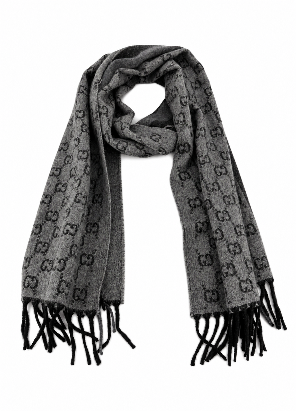 GG Cashmere Scarf – Grey & Black