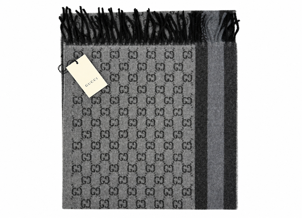 GG Cashmere Scarf – Grey & Black