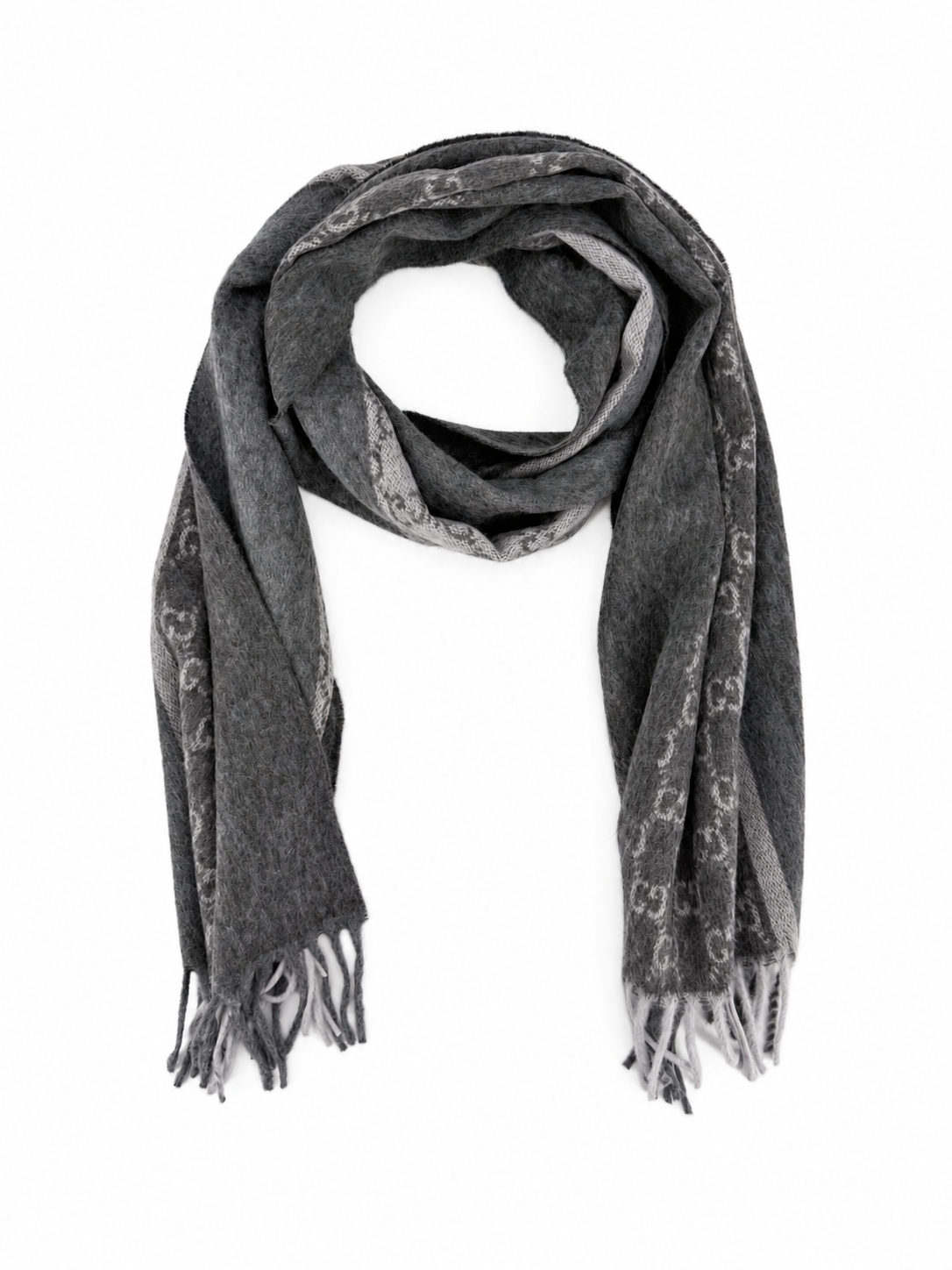 GG Cashmere Scarf – Charcoal