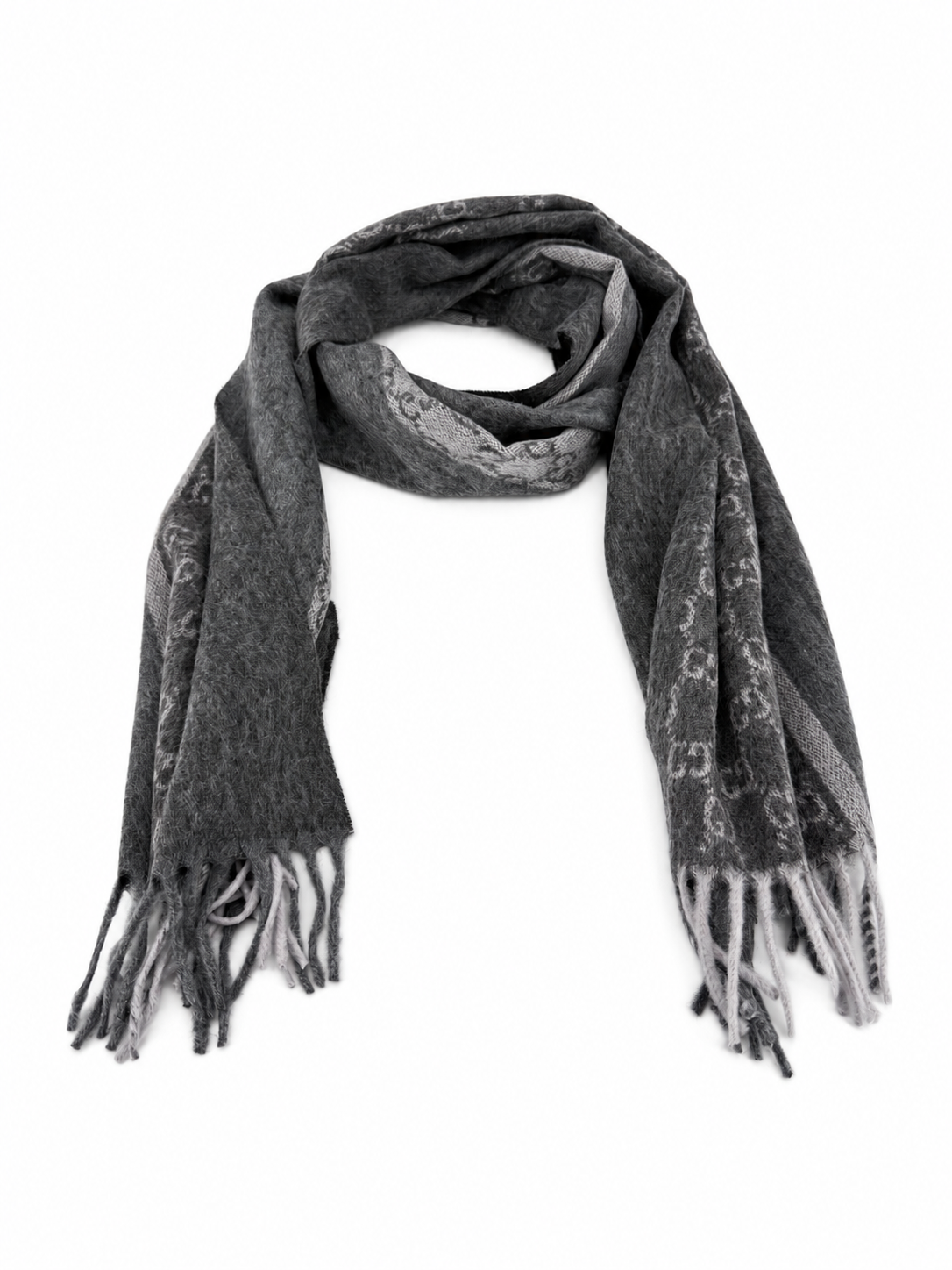 GG Cashmere Scarf – Charcoal