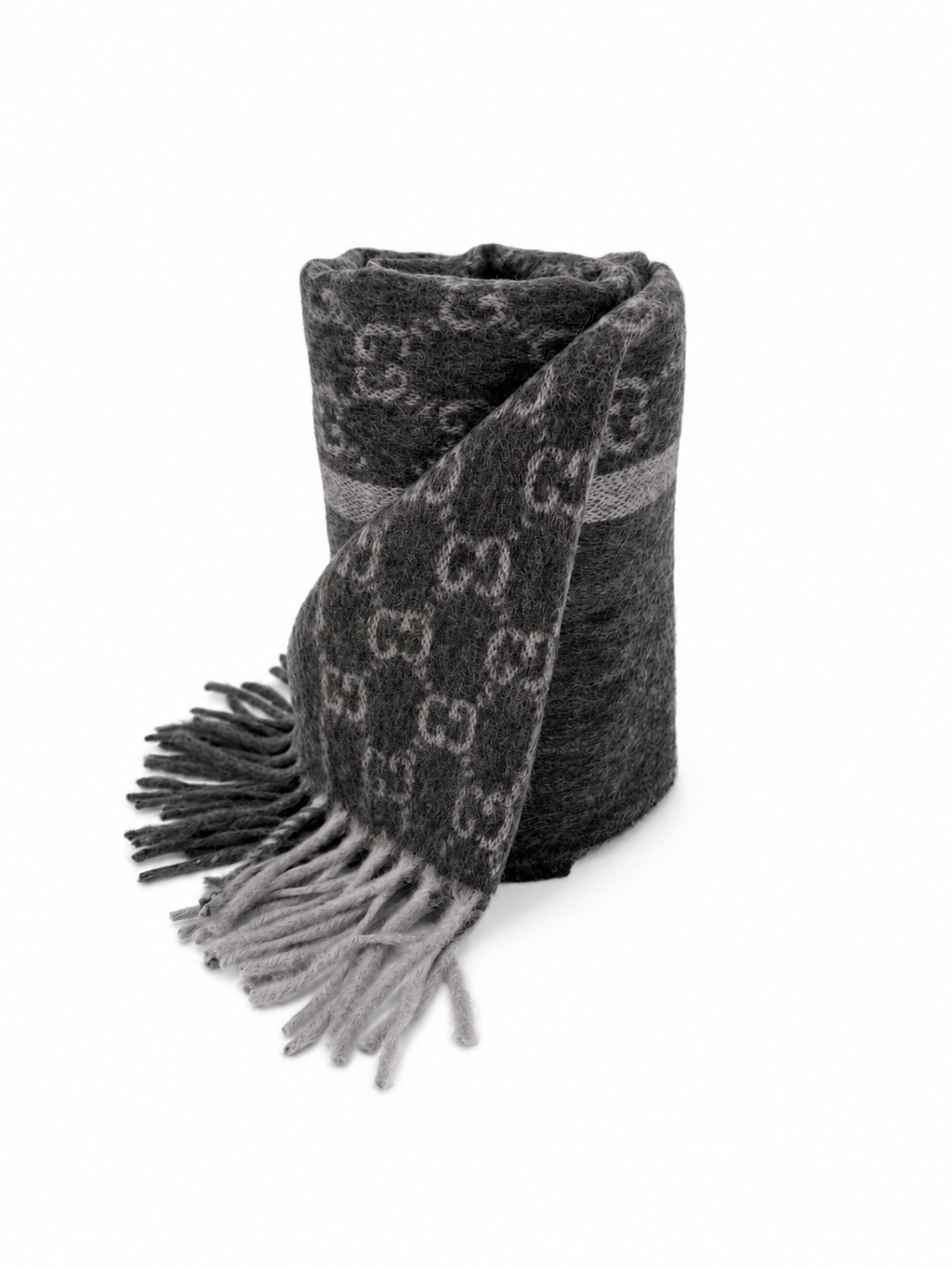 GG Cashmere Scarf – Charcoal