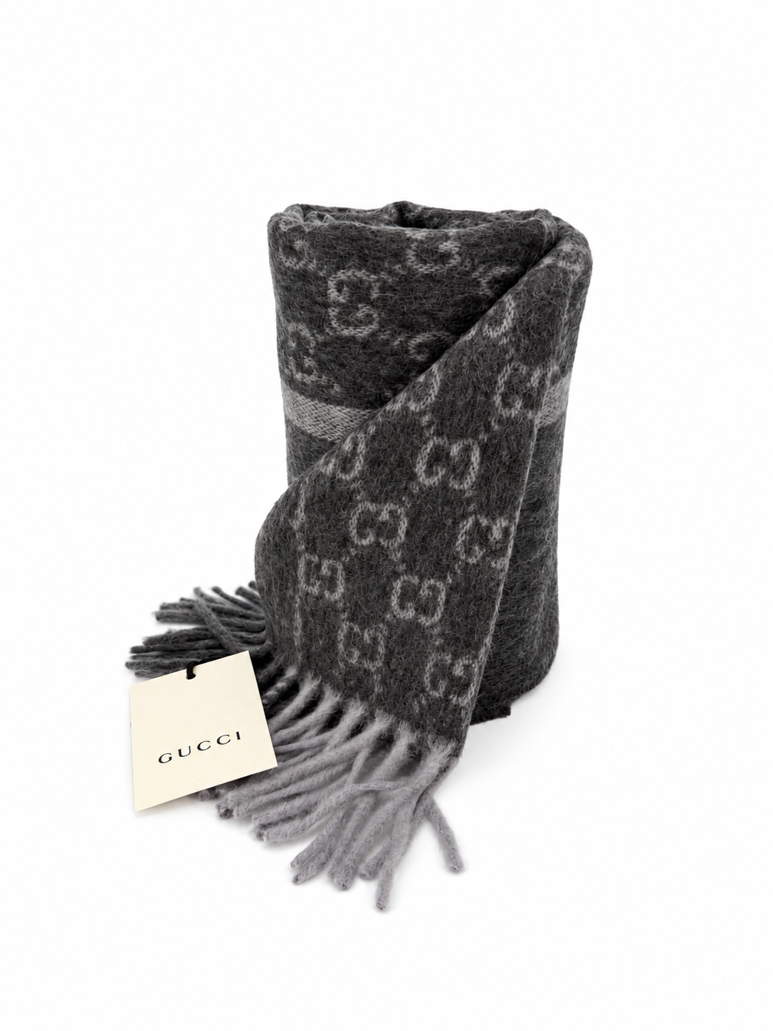 GG Cashmere Scarf – Charcoal