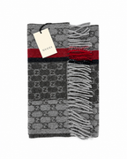 GG Cashmere Scarf – Grey & Red