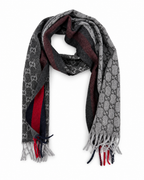 GG Cashmere Scarf – Charcoal & Navy