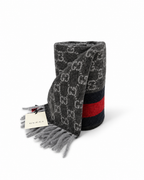 GG Cashmere Scarf – Charcoal & Navy