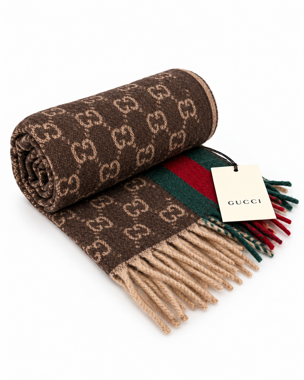 GG Cashmere Scarf – Brown & Beige