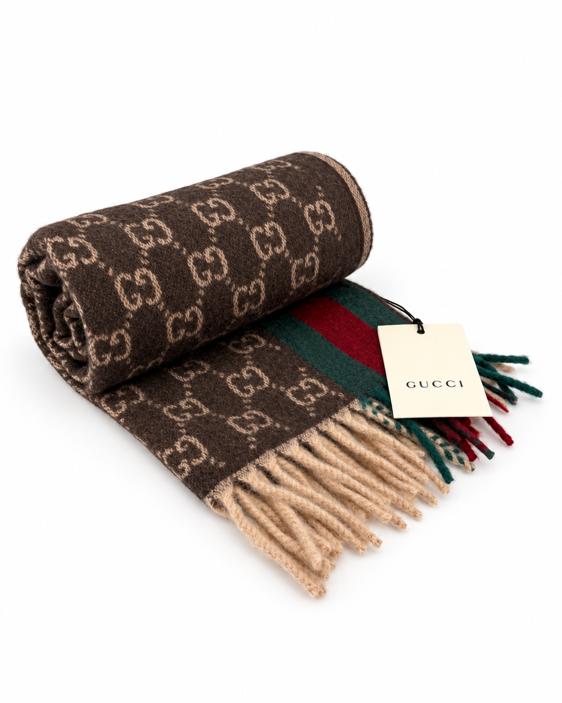 GG Cashmere Scarf – Brown & Beige