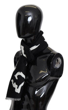 Écharpe foulard châle d'hiver chaud unisexe en laine noire et blanche