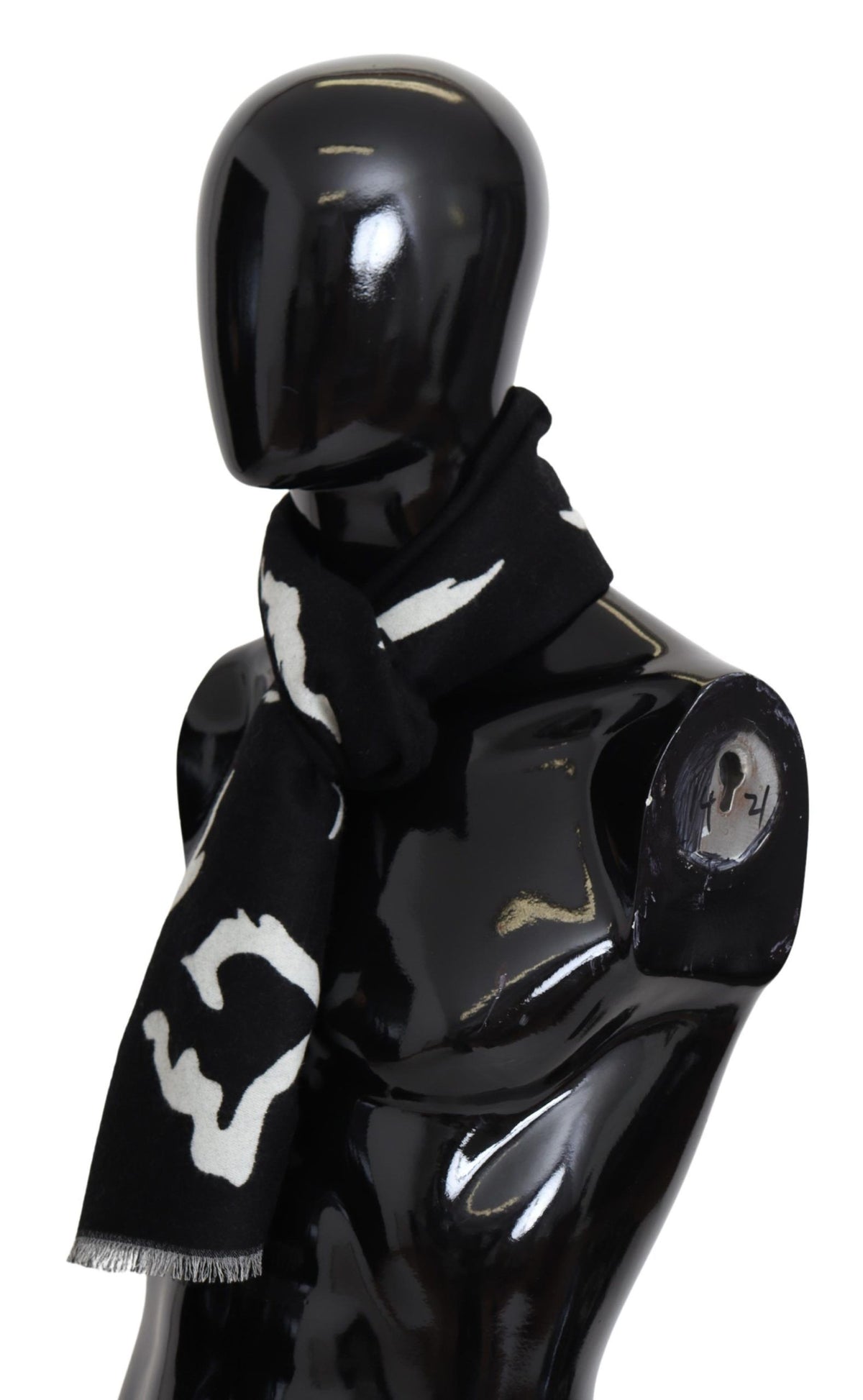 Écharpe foulard châle d'hiver chaud unisexe en laine noire et blanche