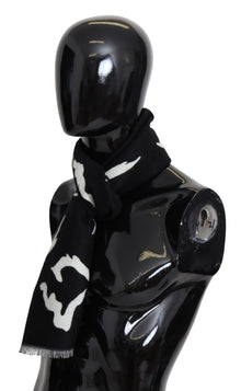 Écharpe foulard châle d'hiver chaud unisexe en laine noire et blanche