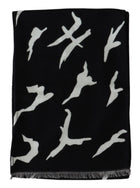 Écharpe foulard châle d'hiver chaud unisexe en laine noire et blanche
