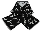 Écharpe foulard châle d'hiver chaud unisexe en laine noire et blanche