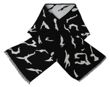 Écharpe foulard châle d'hiver chaud unisexe en laine noire et blanche