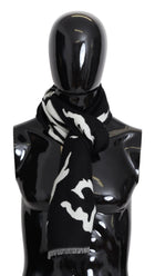 Écharpe foulard châle d'hiver chaud unisexe en laine noire et blanche