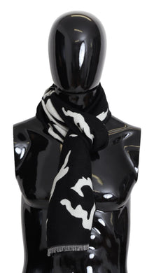 Écharpe foulard châle d'hiver chaud unisexe en laine noire et blanche