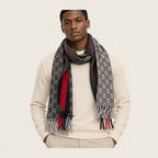 GG Cashmere Scarf – Charcoal & Navy