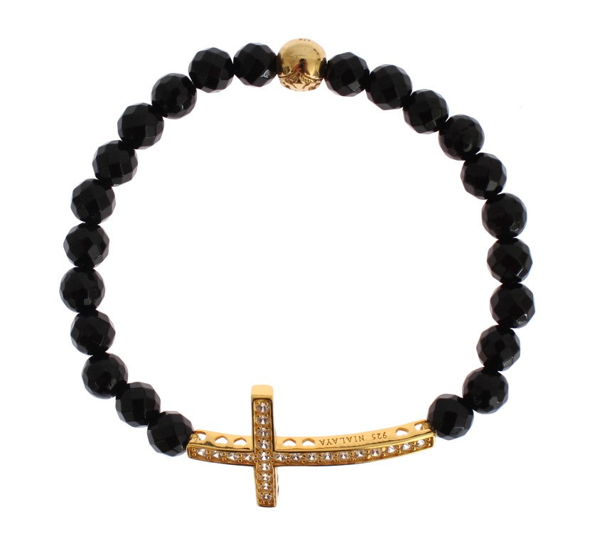Cross Bracelet – Black Agate