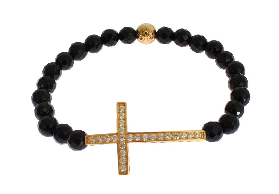 Cross Bracelet – Black Agate