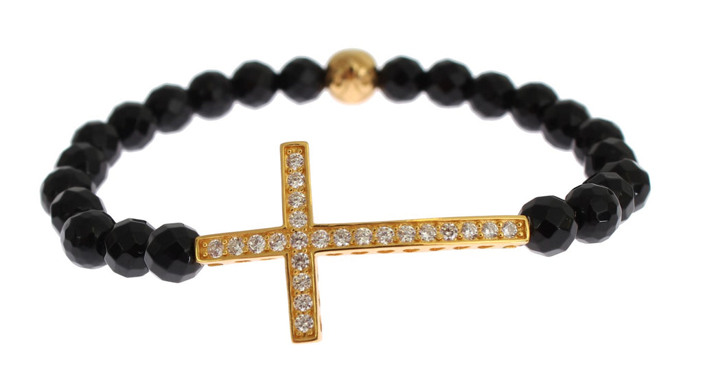 Cross Bracelet – Black Agate
