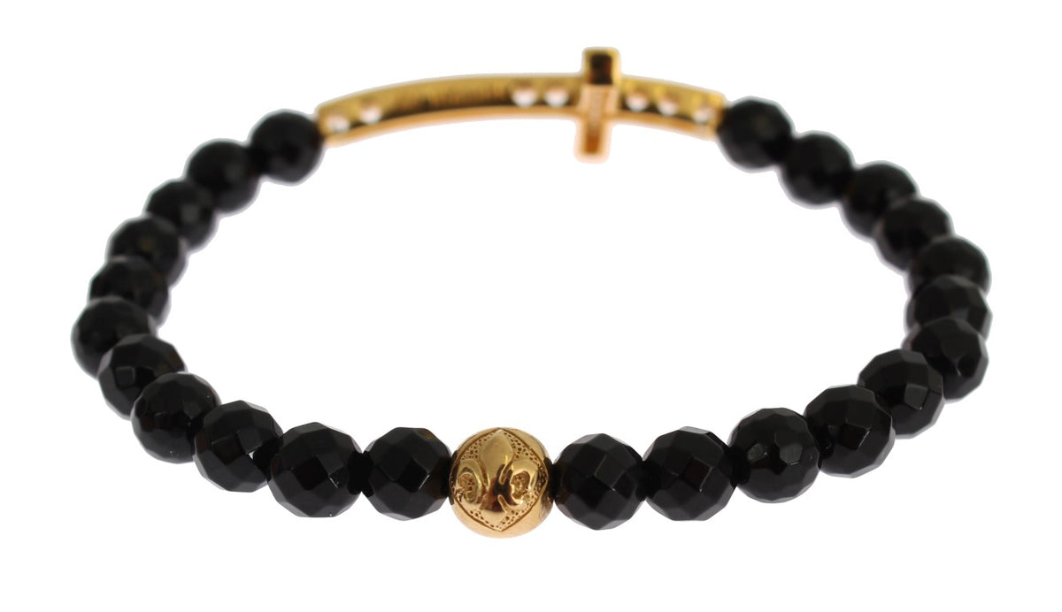 Cross Bracelet – Black Agate