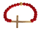 Cross Bracelet – Red Coral