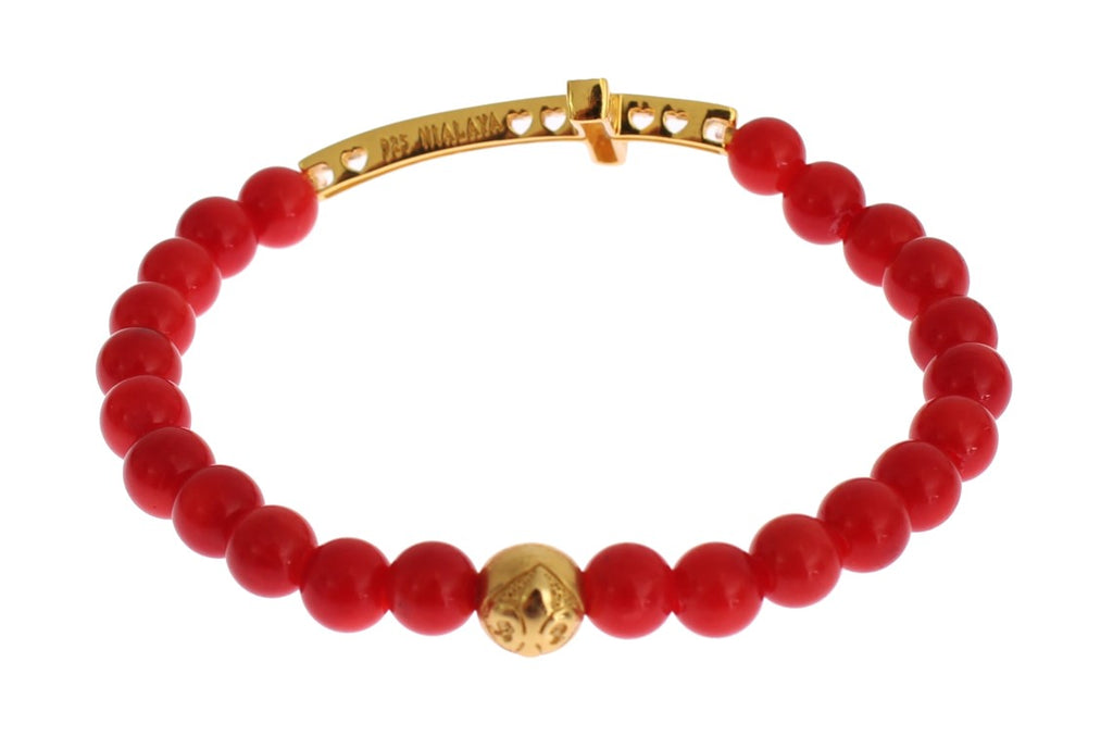 Cross Bracelet – Red Coral