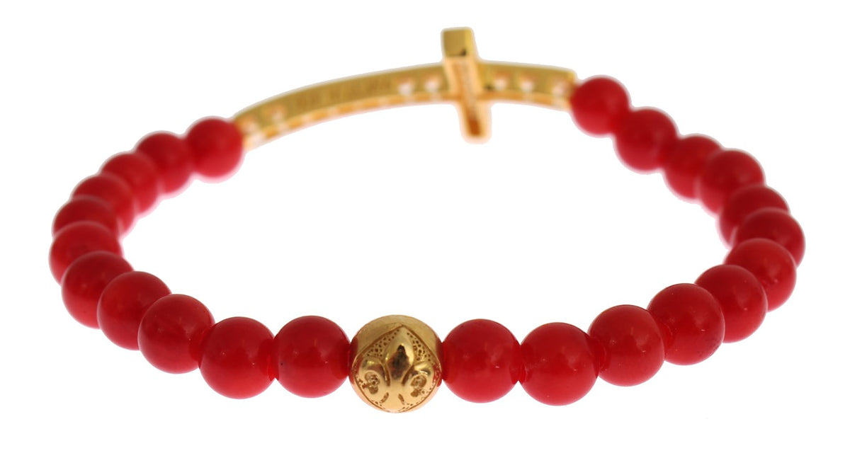 Cross Bracelet – Red Coral