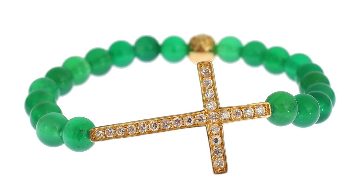 Cross Bracelet – Green Jade