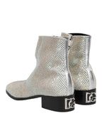 Crystal Ankle Boots – White